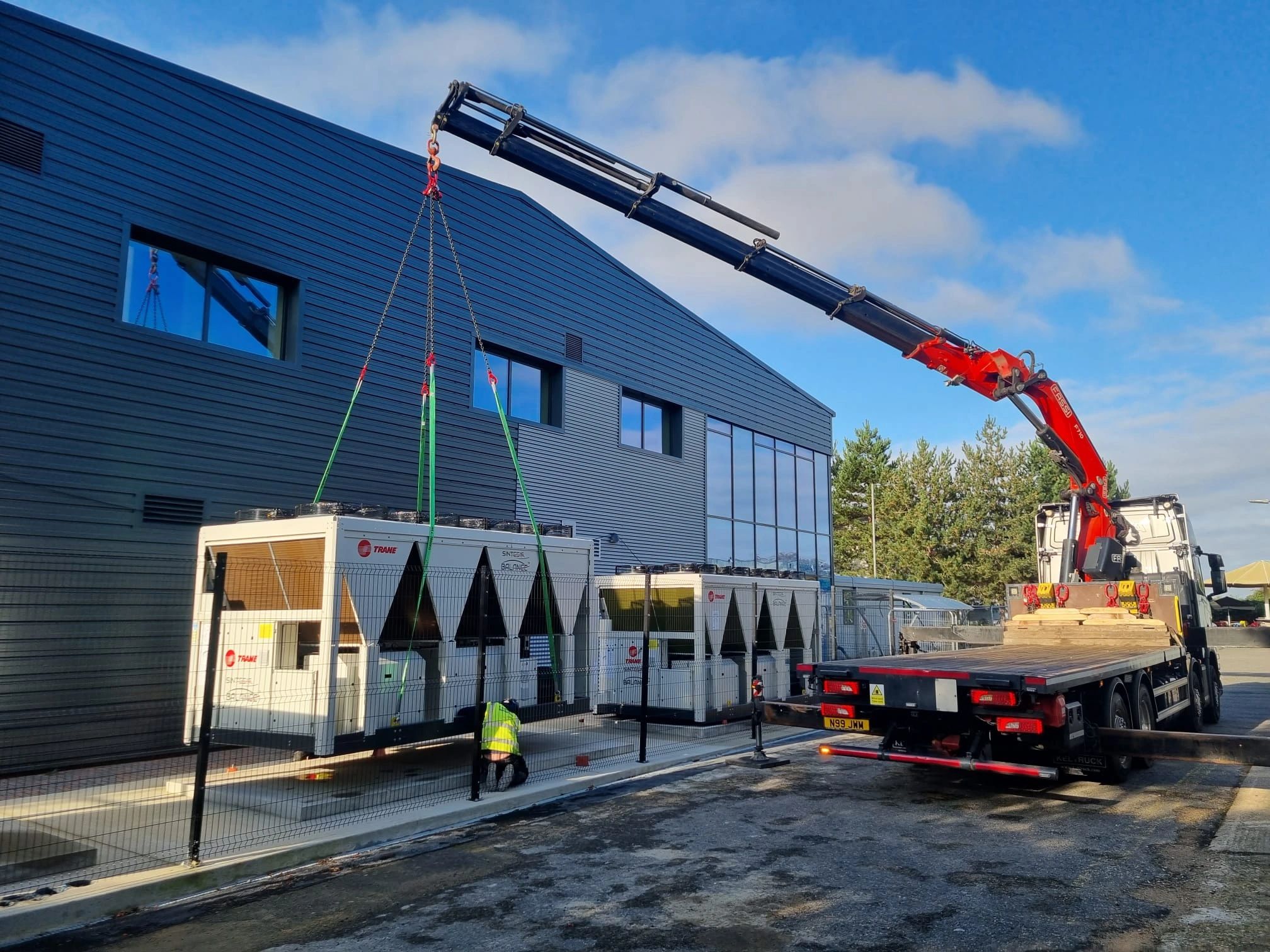 Hiab Unloading a hire chiller